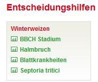 Beispiel für Auswahl der Kultur auf www.ISIP.de