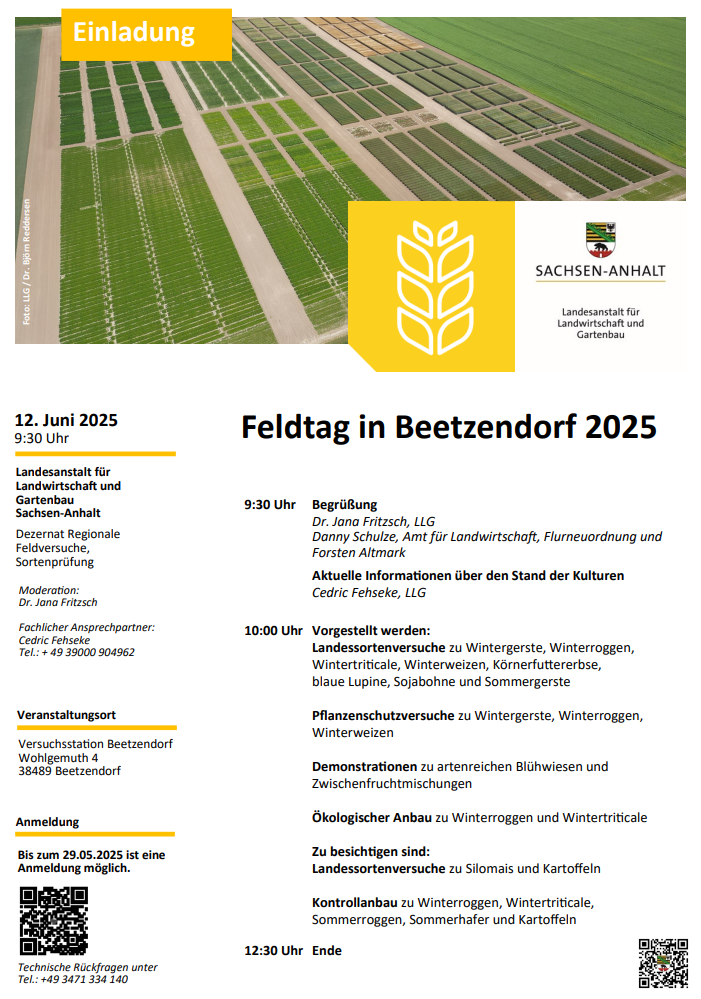 Einladung zum Feldtag 2025 in Beetzendorf