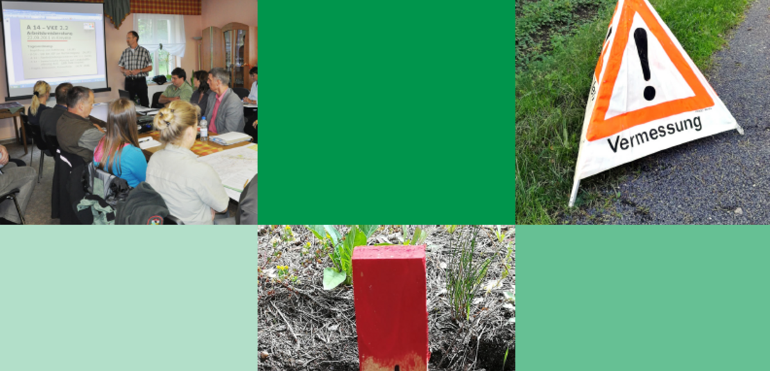 Collage aus verschiedenen Fotos zum Dualen Studiengang "Vermessung und Geoinformatik"