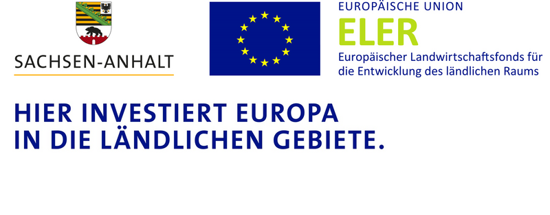 Signet-Paar mit Landessignet, Unionslogo und ESIF-Logo + HIER INVESTIERT EUROPA IN DIE LÄNDLICHEN GEBIETE